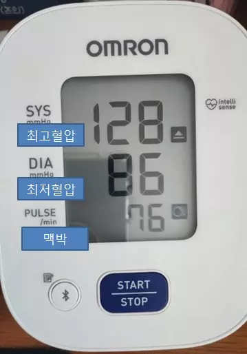 가정용 혈압계 디스플레이 숫자 설명